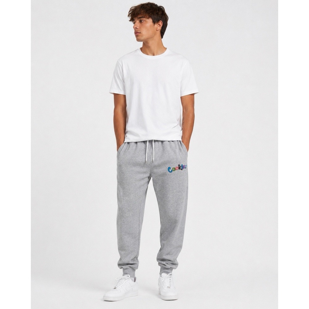 Cookies Gray Logo Jogger Sweatpants XL Streetwear Lounge Drawstring